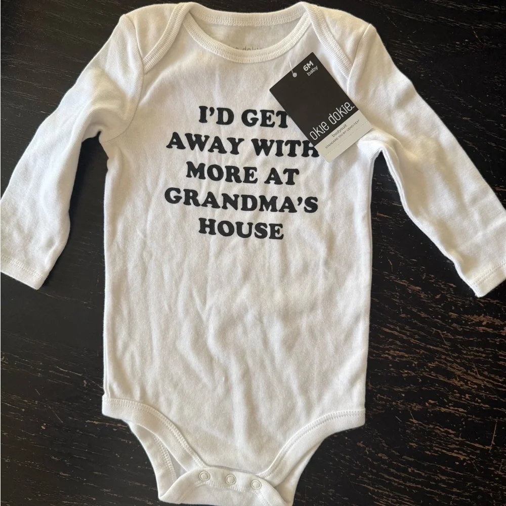 Okie Dokie White Long Sleeve Onesie